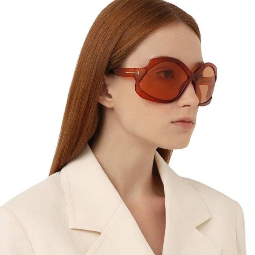 - 💯- New Authentic Tom Ford Brown Oversized Ladies Sunglasses FT0903 48E 6…